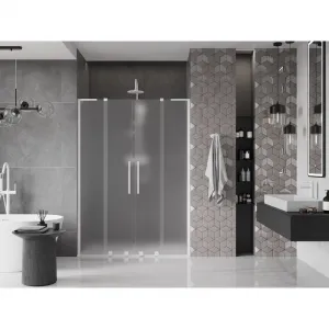 MEXEN/S - Velar L Duo posuvné sprchové dvere 150, dekor, biela 871-150-003-32-20