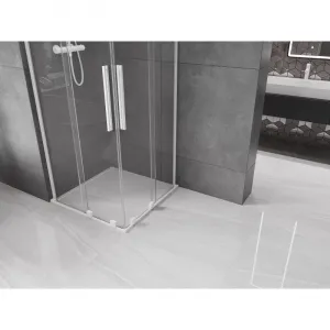 MEXEN/S - Velar L Duo sprchovací kút, posuvné dvere 80 x 80, transparent, biela 871-080-080-02-03-20