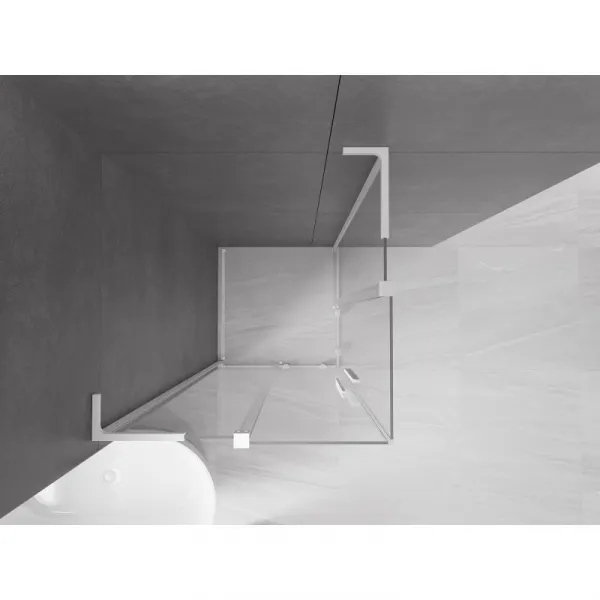 MEXEN/S - Velar L Duo sprchovací kút, posuvné dvere 80 x 80, transparent, biela 871-080-080-02-03-20