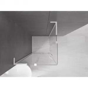 MEXEN/S - Velar L Duo sprchovací kút, posuvné dvere 80 x 80, transparent, biela 871-080-080-02-03-20