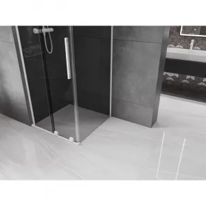 MEXEN/S - Velar L sprchovací kút, posuvné dvere 90 x 90, grafit, biela 871-090-090-43-20
