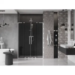 MEXEN/S - Velar L Duo posuvné sprchové dvere 140, grafit, biela 871-140-003-42-20