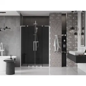 MEXEN/S - Velar L Duo posuvné sprchové dvere 150, grafit, biela 871-150-003-42-20