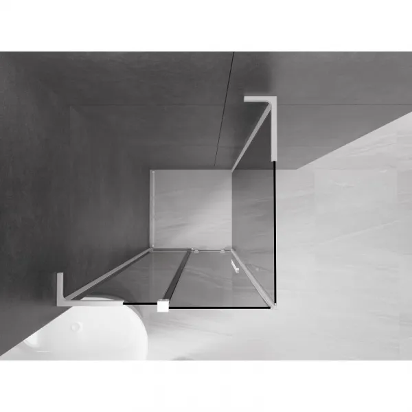 MEXEN/S - Velar L sprchovací kút, posuvné dvere 90 x 90, grafit, biela 871-090-090-43-20