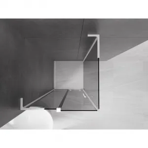 MEXEN/S - Velar L sprchovací kút, posuvné dvere 90 x 90, grafit, biela 871-090-090-43-20