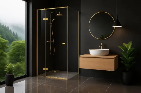 REA/S - Sprchovací kút Atlas 80x80 Brush Gold vľavo KPL-K4372