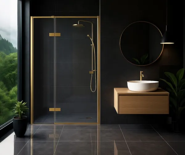 REA/S - Sprchové dvere Atlas 80 Brush Gold vpravo KPL-K4673