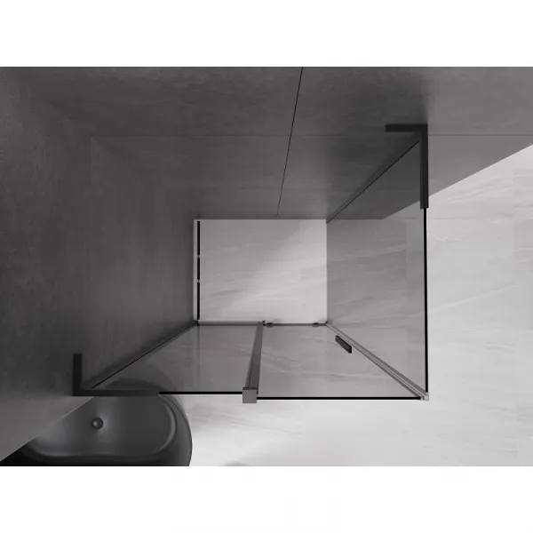 MEXEN/S - Velar L sprchovací kút, posuvné dvere 100 x 70, grafit, čierna 871-100-070-43-70