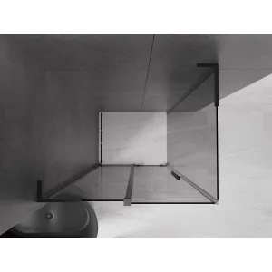 MEXEN/S - Velar L sprchovací kút, posuvné dvere 100 x 70, grafit, čierna 871-100-070-43-70