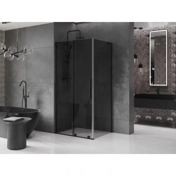 MEXEN/S - Velar L sprchovací kút, posuvné dvere 110 x 80, grafit, čierna 871-110-080-43-70