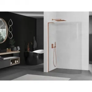 MEXEN/S - KiotoL Sprchová zástena WALK-IN 110 x 200, transparent, ružové zlato 800-110-103-60-06