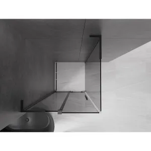 MEXEN/S - Velar L sprchovací kút, posuvné dvere 100 x 100, grafit, čierna 871-100-100-43-70