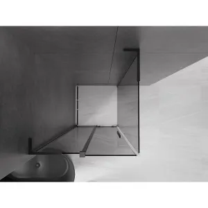 MEXEN/S - Velar L sprchovací kút, posuvné dvere 120 x 120, grafit, čierna 871-120-120-43-70