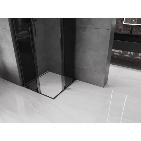 MEXEN/S - Velar L Duo sprchovací kút, posuvné dvere 90 x 90, grafit, čierna 871-090-090-02-43-70