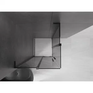 MEXEN/S - Velar L Duo sprchovací kút, posuvné dvere 80 x 80, grafit, čierna 871-080-080-02-43-70
