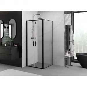 MEXEN/S - Exo sprchovací kút dvere krídlové 70 x 70, transparent, čierna 814-070-070-70-00