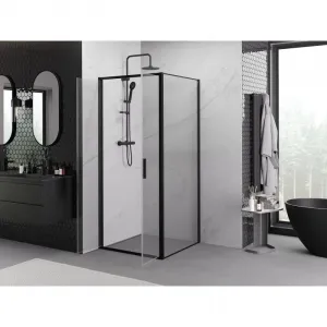 MEXEN/S - Exo sprchovací kút dvere krídlové 70 x 70, transparent, čierna 814-070-070-70-00