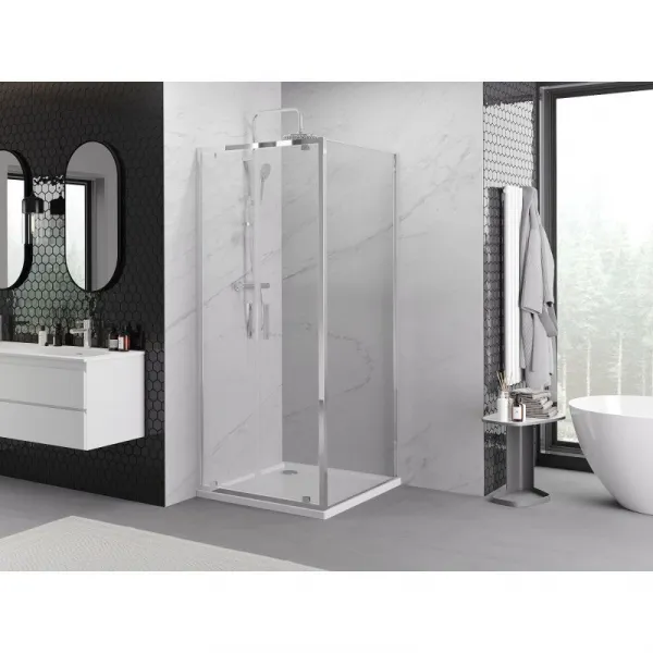 MEXEN/S - Exo sprchovací kút dvere krídlové 100 x 100, transparent, chróm 8182-100-100-01-00