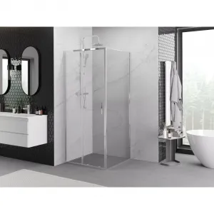 MEXEN/S - Exo sprchovací kút, posuvné dvere 90 x 90, transparent, chróm 8151-090-090-01-00