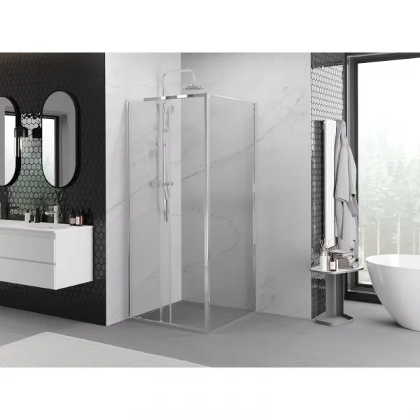 MEXEN/S - Exo sprchovací kút, posuvné dvere 90 x 90, transparent, chróm 8151-090-090-01-00