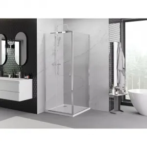 MEXEN/S - Exo sprchovací kút, posuvné dvere 90 x 90, transparent, chróm 8151-090-090-01-00