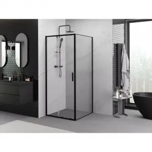 MEXEN/S - Exo sprchovací kút, posuvné dvere 100 x 100, transparent, čierna 8151-100-100-70-00