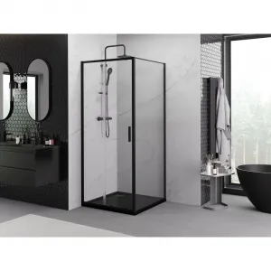 MEXEN/S - Exo sprchovací kút, posuvné dvere 100 x 100, transparent, čierna 8151-100-100-70-00
