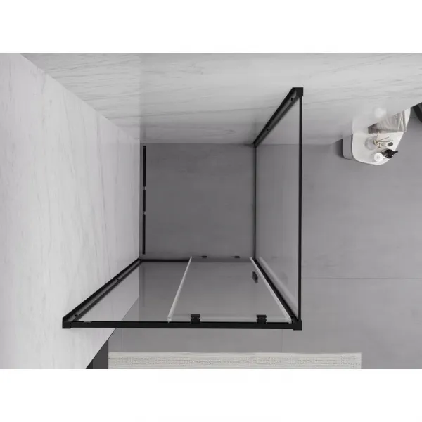 MEXEN/S - Exo sprchovací kút, posuvné dvere 100 x 100, transparent, čierna 8151-100-100-70-00