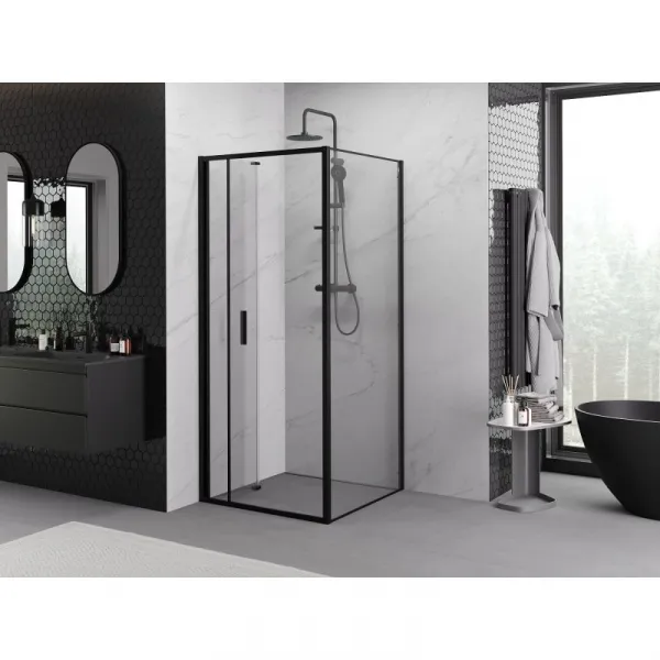 MEXEN/S - Exo sprchovací kút skladacie dvere 85 x 85, transparent, čierna 816-085-085-70-00