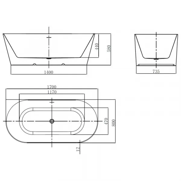 Mexen Oval Slim 170 x 80 cm 52661708000-60