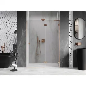 MEXEN/S - Lunar L sprchové dvere krídlové pravé 135, transparent, meď kartáčovaná 834L-135-000-65-00-P