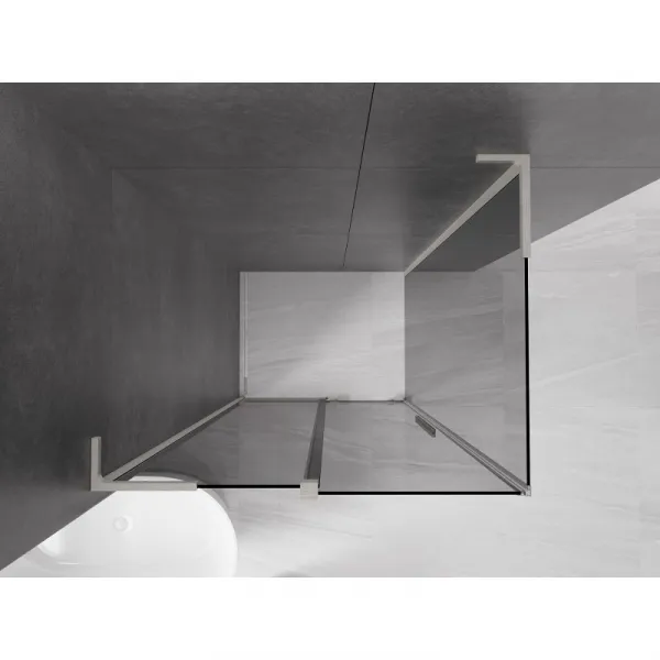 MEXEN/S - Velar L sprchovací kút, posuvné dvere 100 x 85, grafit, nikel kartáčovaný 871-100-085-43-97