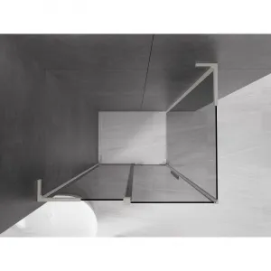MEXEN/S - Velar L sprchovací kút, posuvné dvere 100 x 85, grafit, nikel kartáčovaný 871-100-085-43-97