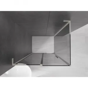 MEXEN/S - Velar L sprchovací kút, posuvné dvere 100 x 70, grafit, nikel kartáčovaný 871-100-070-43-97