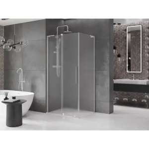 MEXEN/S - Velar L sprchovací kút, posuvné dvere 100 x 80, dekor, nikel kartáčovaný 871-100-080-33-97