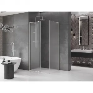 MEXEN/S - Velar L sprchovací kút, posuvné dvere 100 x 70, dekor, nikel kartáčovaný 871-100-070-33-97