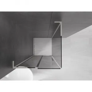 MEXEN/S - Velar L sprchovací kút, posuvné dvere 100 x 100, grafit, nikel kartáčovaný 871-100-100-43-97