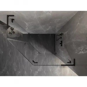 MEXEN/S - Lunar L sprchový kút päťboký krídlový pravá 100 x 80, transparent, čierna 831L-100P-080L-70-00-P