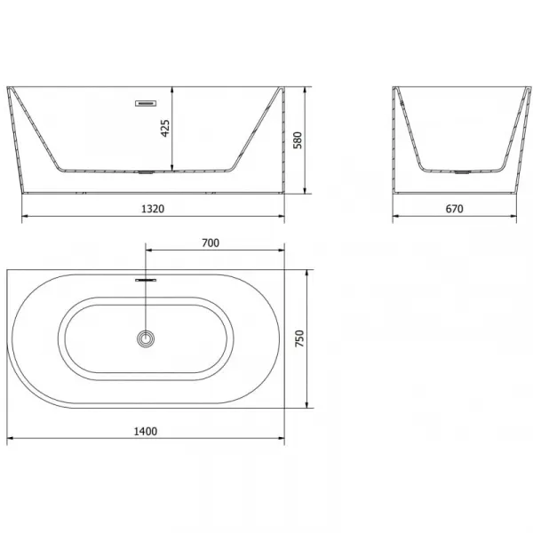 Mexen Mia 140 x 75 cm 52691407575P-01