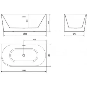 Mexen Mia 140 x 75 cm 52691407575P-01