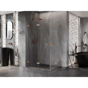 MEXEN/S - Lunar-F Duo sprchovací kút skladacie dvere 100 x 85, transparent, meď kartáčovaná 836-100L-085P-65-00
