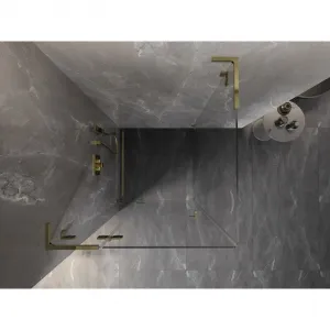 MEXEN/S - Lunar L sprchový kút dvere krídlové ľavá 80 x 80, transparent, zlato 834L-080-080-50-00-L
