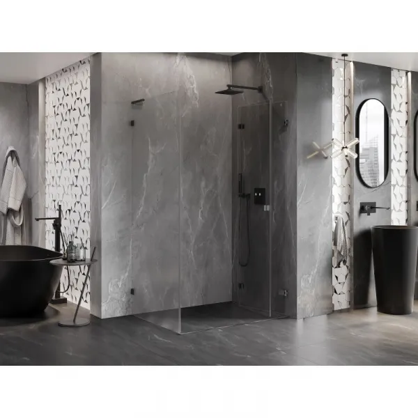 MEXEN/S - Lunar-F L sprchový kút skladacie dvere pravá 90 x 70, transparent, grafit kartáčovaná 836L-090-070-66-00-P