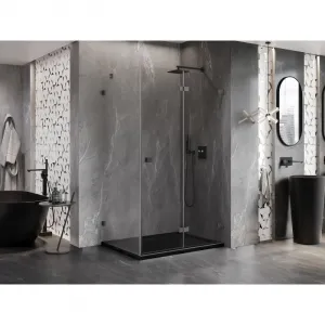 MEXEN/S - Lunar-F sprchovací kút skladacie dvere pravá 80 x 70, transparent, grafit kartáčovaná 836-080-070-66-00-P