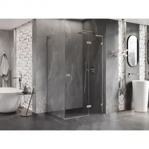 MEXEN/S - Lunar L sprchový kút dvere krídlové pravá 100 x 70, transparent, nikel kartáčovaný 834L-100-070-97-00-P