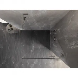 MEXEN/S - Lunar L sprchový kút dvere krídlové pravá 70 x 70, transparent, nikel kartáčovaný 834L-070-070-97-00-P