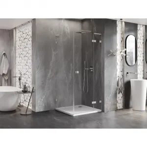 MEXEN/S - Lunar L sprchový kút dvere krídlové pravá 70 x 70, transparent, nikel kartáčovaný 834L-070-070-97-00-P