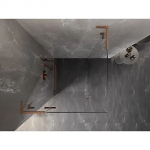 MEXEN/S - Lunar L sprchový kút dvere krídlové ľavá 90 x 90, transparent, meď kartáčovaná 834L-090-090-65-00-L