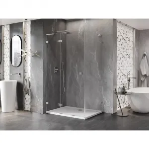 MEXEN/S - Lunar L sprchový kút dvere krídlové ľavá 95 x 90, transparent, chróm 834L-095-090-01-00-L