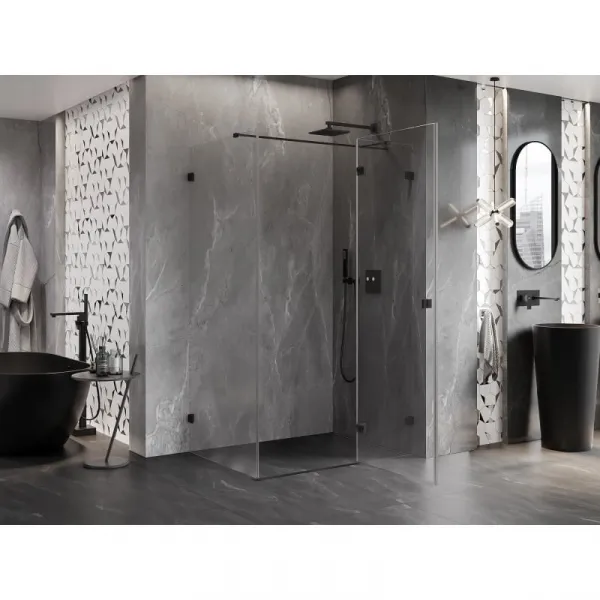 MEXEN/S - Lunar T sprchovací kút dvere krídlové pravá 110 x 100, transparent, čierna 834T-110-100-70-00-P